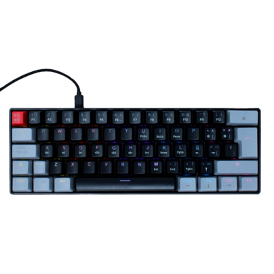 Teclado Gamer Ocelot Gaming Techno Black 60 RGB, Teclado Mecánico, Switch Blue, Alámbrico, Negro/Gris (Inglés)
