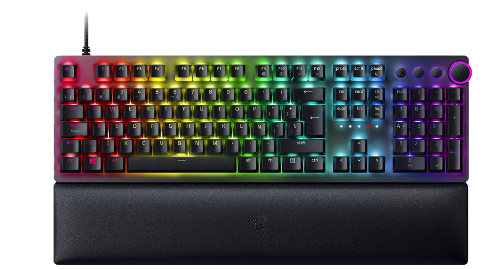 Teclado Gamer Razer Huntsman V2 RGB, Switch Óptico Clicky Purple, Alámbrico, Negro (Español)