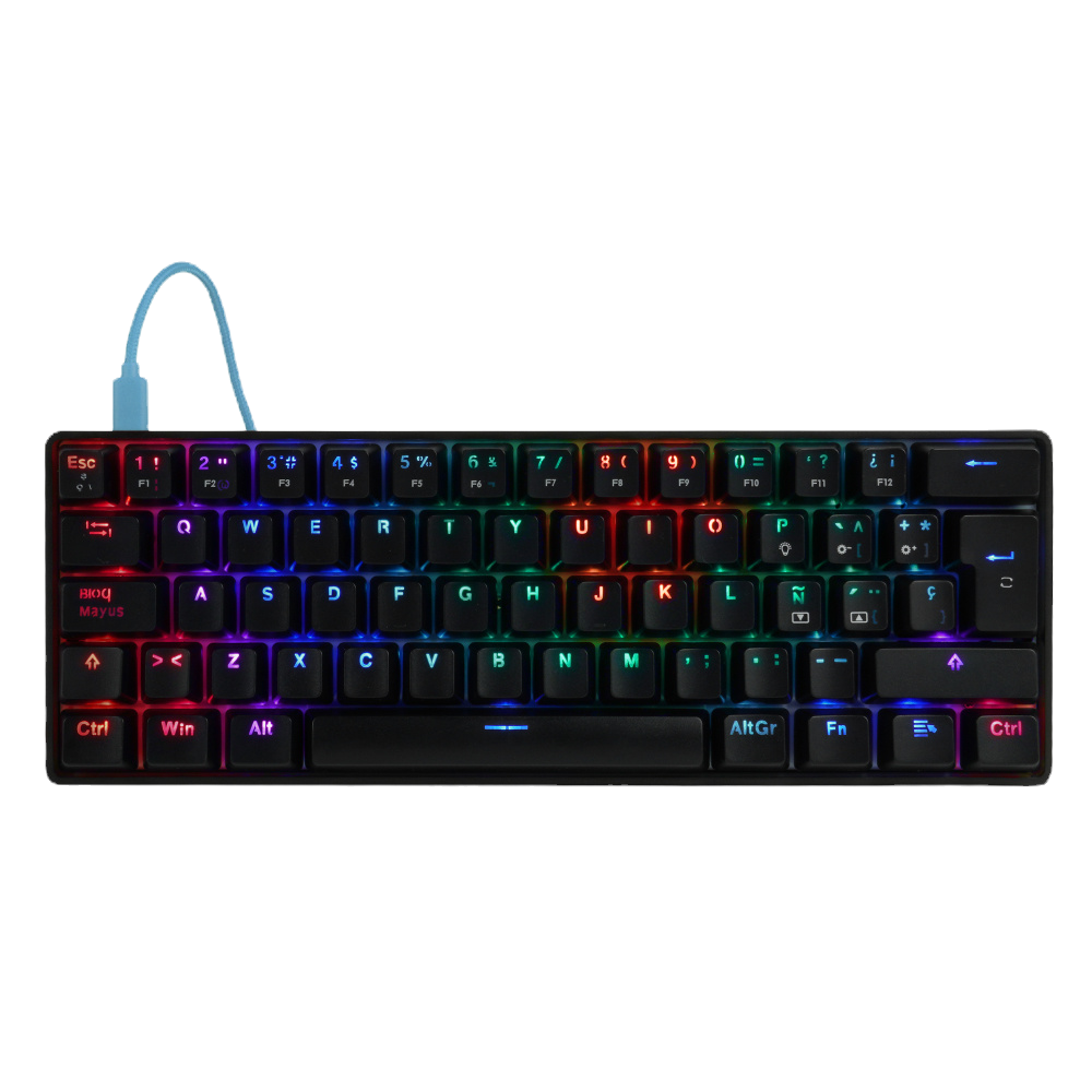 Teclado Gamer Game Factor KBG560 RGB, Teclado Mecánico, Switch Blue, Alámbrico, Negro (Español)