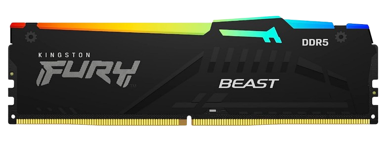 Kit Memoria RAM Kingston FURY Beast RGB DDR5, 5200MHz, 32GB (2 x 16GB), Non-ECC, CL40, XMP