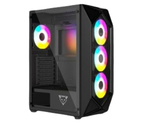 Gabinete Ocelot Gaming Polygon-E5 con Ventana, Midi-Tower, ATX/ITX/Micro ATX, USB 3.0/2.0, sin Fuente, 4 Ventiladores Instalados RGB, Negro