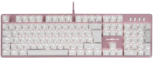 Teclado Gamer Game Factor KBG400, Teclado Mecánico, Switch KRED Blue, Alámbrico, Rosa (Español)