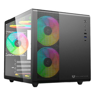 Gabinete Balam Rush Tank Mini GI930 con Ventana, Mini-Tower, ITX/Mini-ATX, USB 3.0/C, sin Fuente, 3 Ventiladores ARGB Instalados, Negro