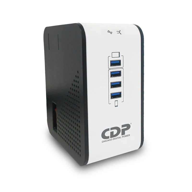 Regulador de voltaje CDP R2CU-AVR1008 1000VA/500W indicadores LED de funcionamiento 8 NEMA 5-15R y 4 puertos USB
