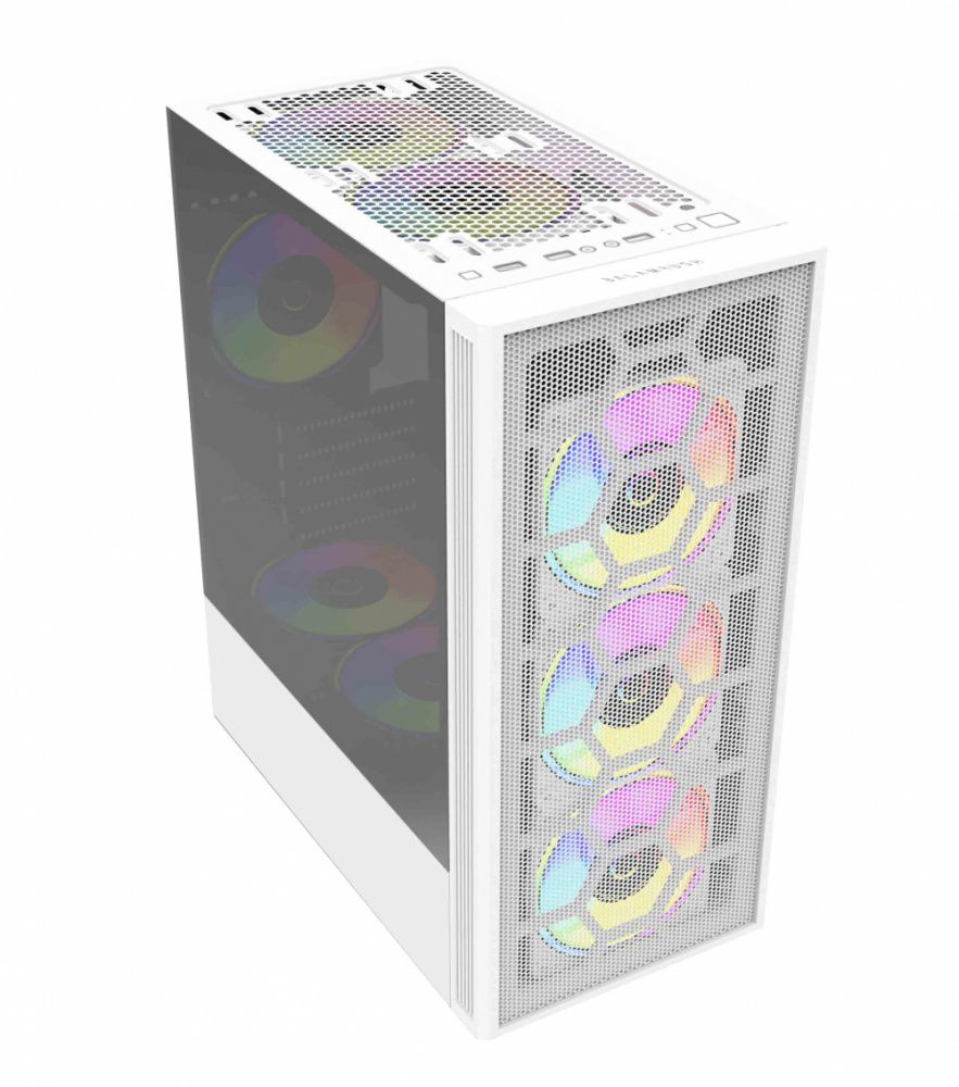 Gabinete Balam Rush DragonFly II Mesh GM740 con Ventana, Mini-Tower, ATX/Micro ATX/Mini-ATX, USB 3.0, sin Fuente, 4 Ventiladores RGB Instalados, Blanco