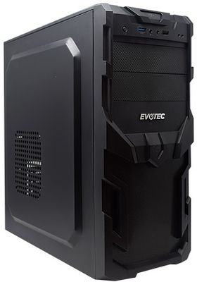 Gabinete Evotec EV-1005, Midi-Tower, ATX/Micro ATX/Mini-ATX, USB, con Fuente de 600W, sin Ventiladores Instalados, Negro