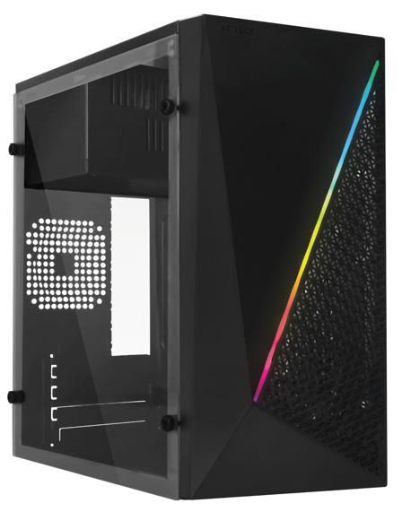 Gabinete Acteck Kyoto GC460 con Ventana, Micro-Tower, Micro ATX/Mini-ATX, con Fuente de 500W, sin Ventiladores Instalados, Negro