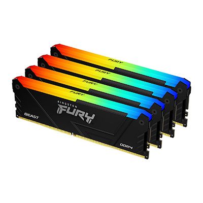 Kit Memoria RAM Kingston FURY Beast RGB DDR4, 3600MHz, 128GB (4 x 32GB), Non-ECC, CL18, XMP