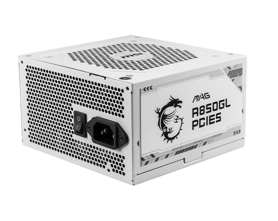 Fuente de Poder MSI MAG A850GL PCIE5 White 80 PLUS Gold, Modular, 24-pin ATX, 120mm, 850W, Blanco