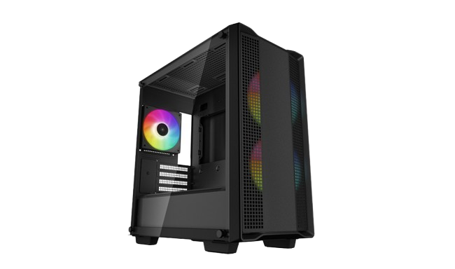 Gabinete DeepCool CC360 ARGB con Ventana, Micro-Tower, Mini-ITX/Micro-ATX, USB 3.0/2.0, sin Fuente, 3 Ventiladores ARGB Instalados, Negro