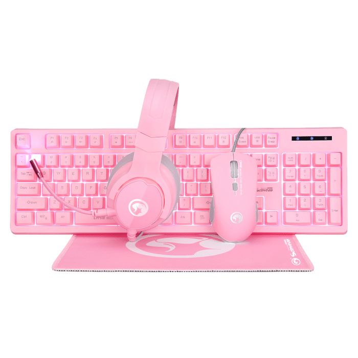 Kit de teclado y mouse gamer Marvo CM418, Rosa