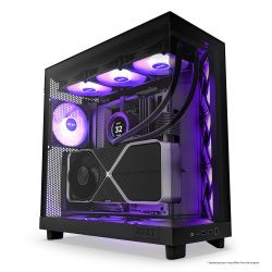 Gabinete NZXT H6 Flow RGB con Ventana, Midi-Tower, ATX/Micro-ATX/Mini-ITX, USB 3.2, sin Fuente, 3 Ventiladores RGB Instalados, Negro