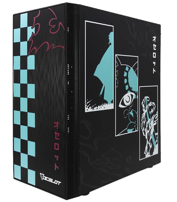 Gabinete Ocelot OC-Black Katana. Mid Tower, ATX, Micro ATX, Mini ITX, Panel Lateral de Cristal Templado. 3 Ventiladores ARGB preinstalados