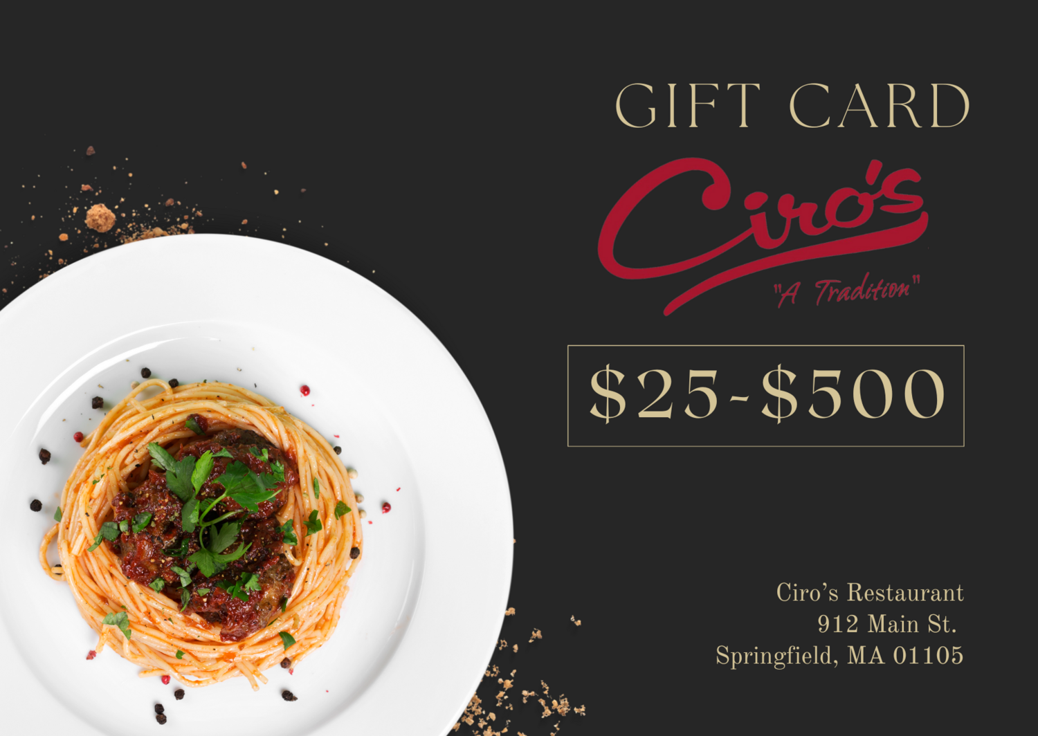 $25 Gift Card -Ciro's Italian Restaurant