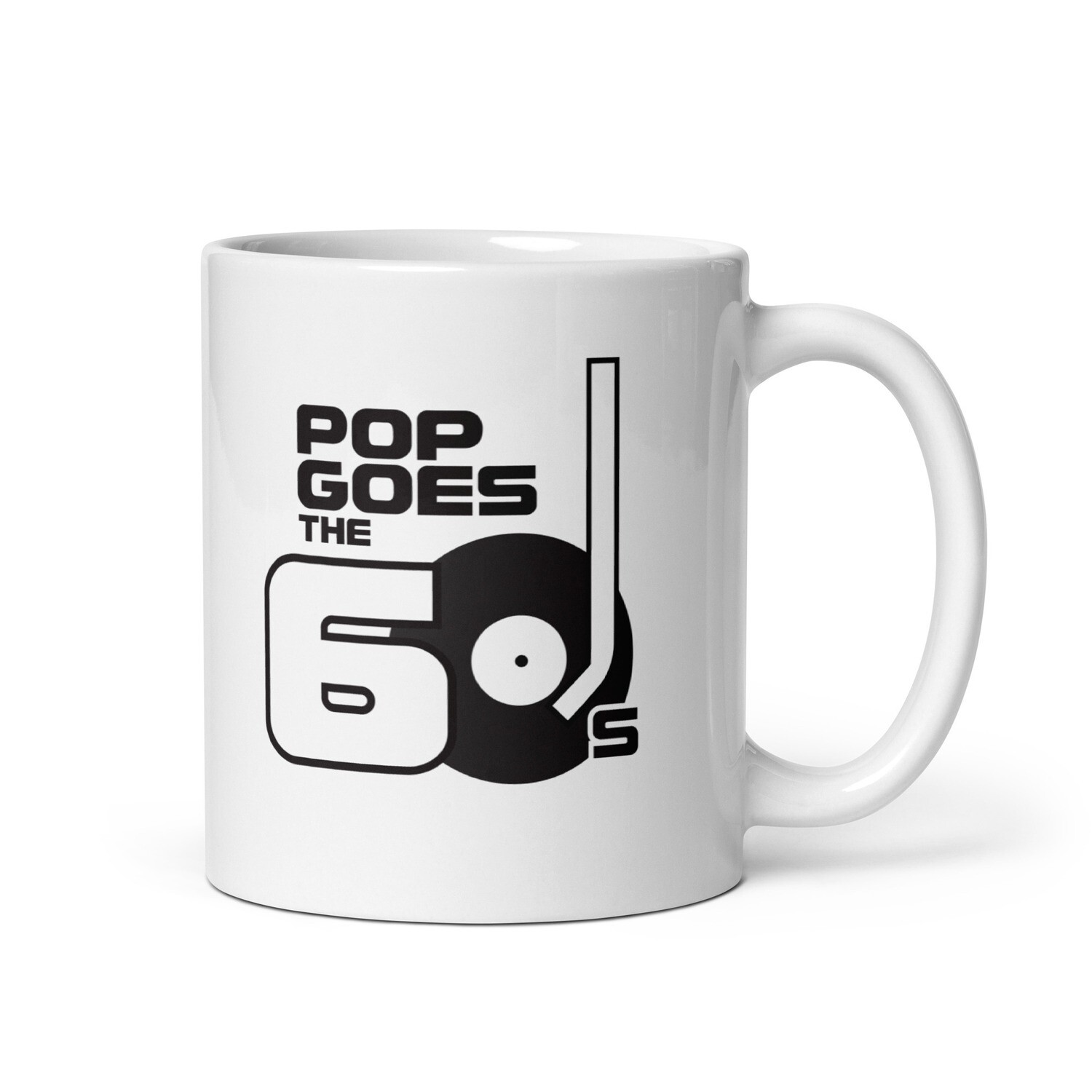 White glossy mug Pop Goes the 60s