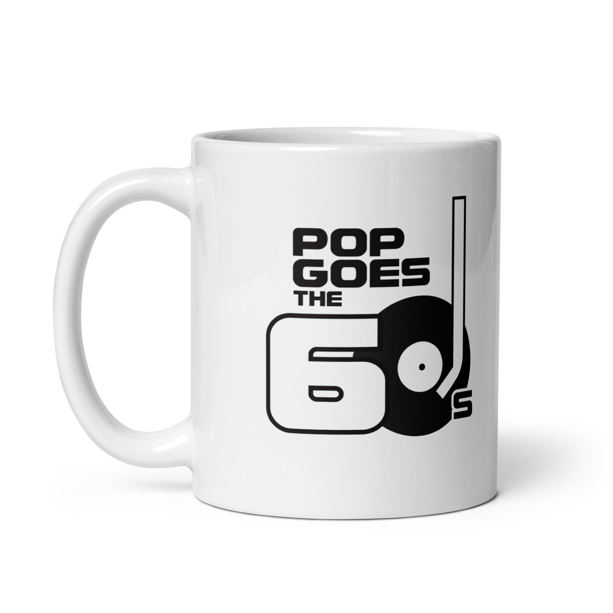 White glossy mug Pop Goes the 60s