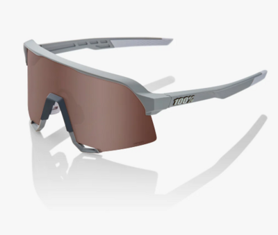 100% S3 Sunglasses, Soft Tact Stone Grey frame - HiPER Crimson Silver Mirror Lens
