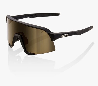 100% S3 Sunglasses, Soft Tact Black frame - Soft Gold Mirror lens