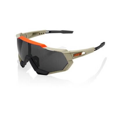 100% SpeedTrap Sunglasses, Soft Tact Quicksand frame - Smoke Lens