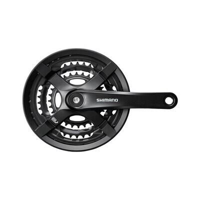 Shiman, FC-TY501, Crankset, 6/7/8 sp., 175mm, 28/38/48T w/CG, Riveted, Square, 47.5mm, Black