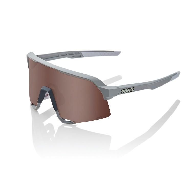 100% S3 Sunglasses, Soft Tact Stone Grey frame - HiPER Crimson Silver Mirror Lens