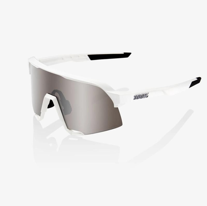 100% S3 Sunglasses, Matte White frame - HiPER Silver Mirror Lens