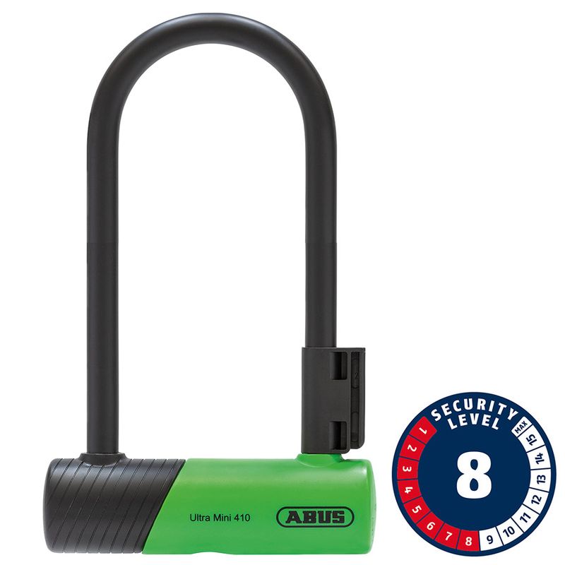 Abus, Ultra 410K Mini, U-Lock, Key, 12mm, 150x180mm, 5.9&#39;&#39;x7&#39;&#39;, SH34, Green