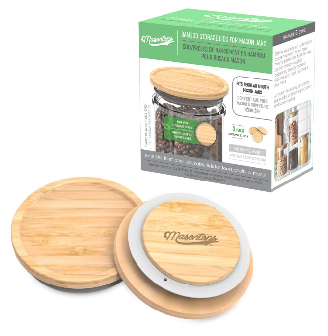 Timber Tops Bamboo Wooden Storage Lids, Size: Wide Mouth