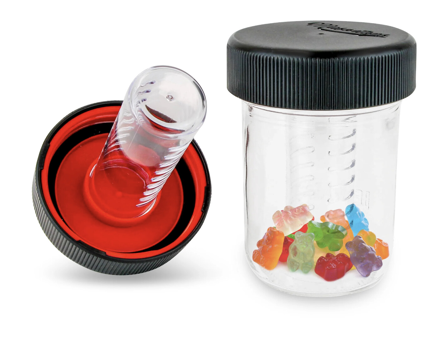 Jar Safe Child Resistant Lids, Colour: Black/Red, Size: Wide Mouth
