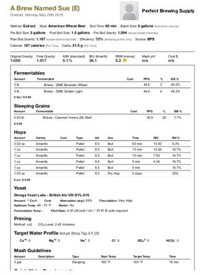 A Brew Named Sue (Extract Recipe Kit) Beer Kit