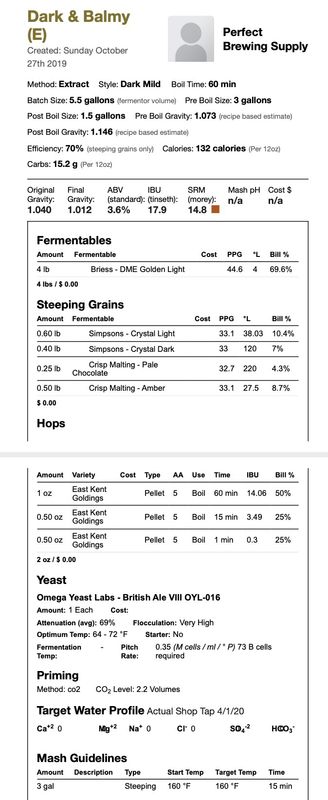 Dark and Balmy (Extract Recipe Kit) Beer Kit
