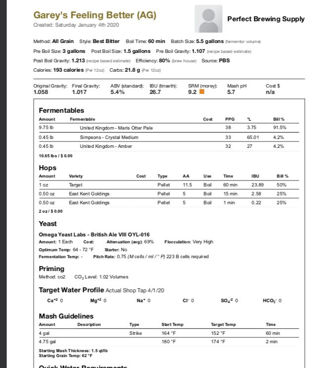 Garey's Feeling Bitter (All Grain Recipe Kit) Beer Kit