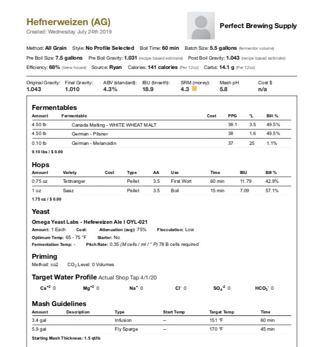 Hefnerweizen (All Grain Recipe Kit) Beer Kit