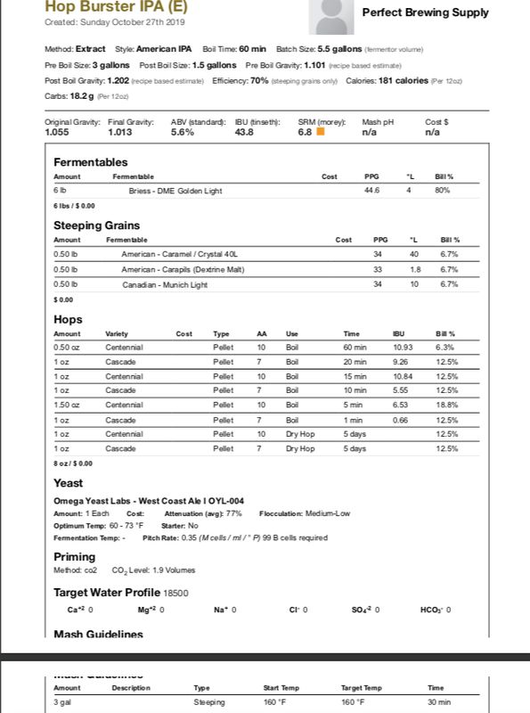 Hop Burster IPA (Extract Recipe Kit) Beer Kit
