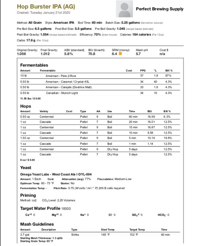 Hop Burster (All Grain Recipe Kit) Beer Kit