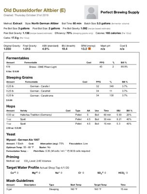 Old Dusseldorfer Altbier (Extract Recipe Kit) Beer Kit