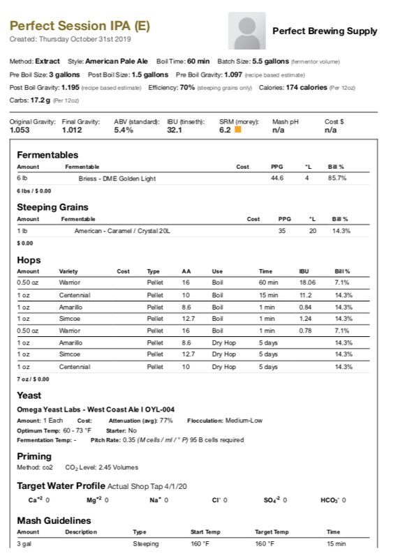 Perfect Session IPA (Extract Recipe Kit) Beer Kit