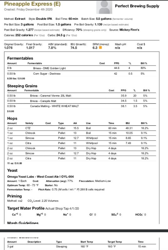 Pineapple Express - Mickey Finn's - (Extract Recipe Kit) Beer Kit