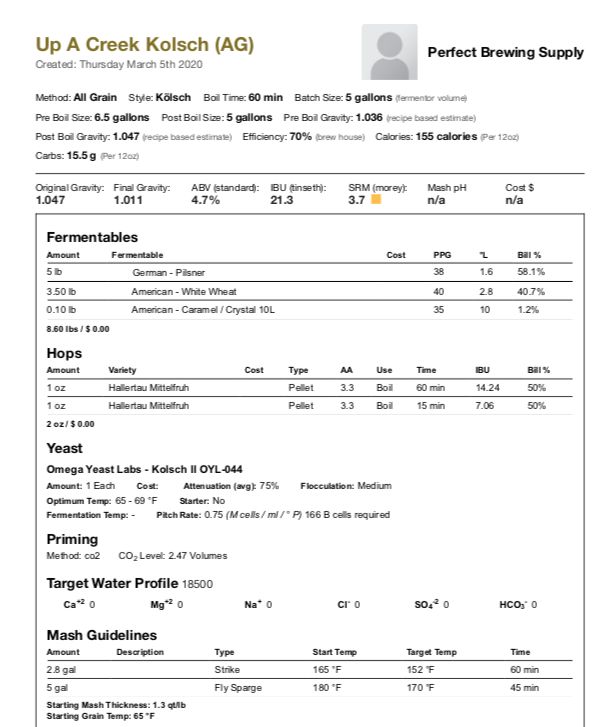 Up A Creek Ale (All Grain Recipe Kit) Beer Kit