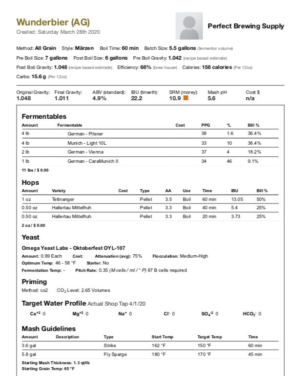 Wunderbier (All Grain Recipe Kit) Beer Kit