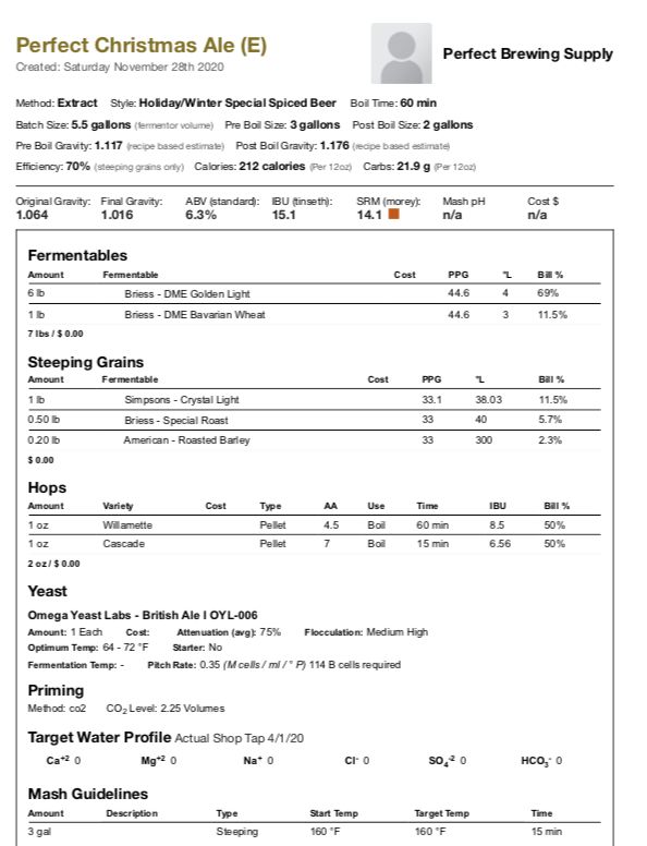 Yuletide Cheer (Extract Recipe Kit) Beer Kit