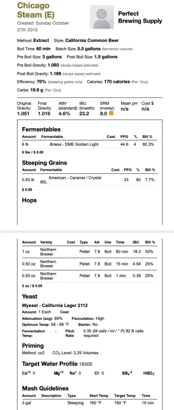 Chicago Steam (Extract Recipe Kit) Beer Kit