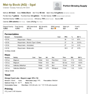 Mai-ty Bock (All Grain Recipe Kit) PBS Kit