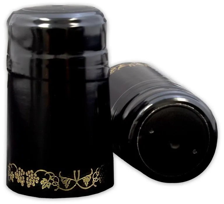 Thermoseal Heat Shrink Sleeves Black/Gold Grapes 30ct