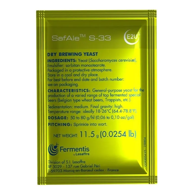 SafAle S-33 Dry Yeast - 11.5g