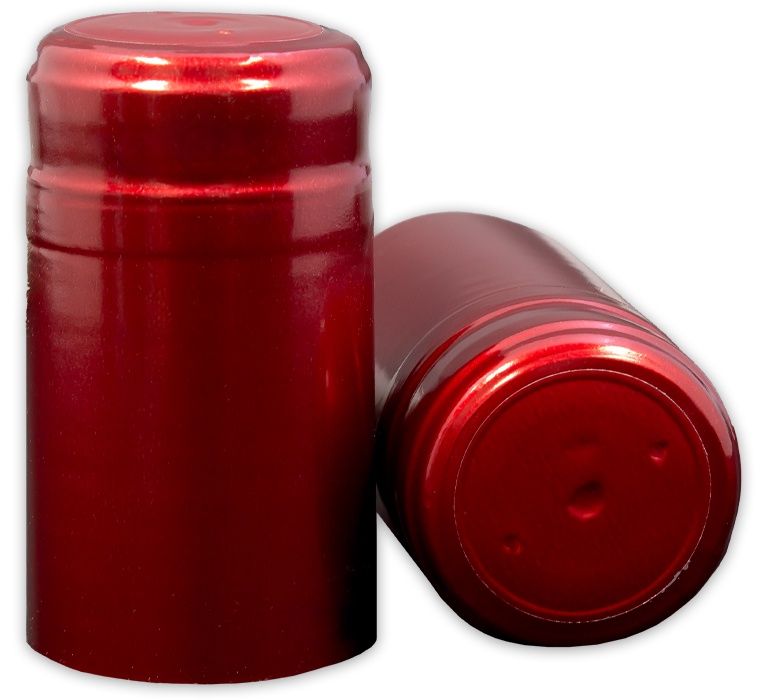 Heat Shrink Wine Hoods | Metallic Ruby Red | 30 ct