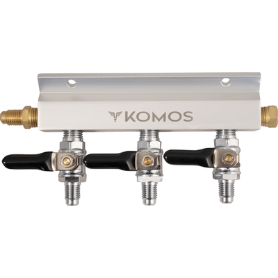 KOMOS Gas Manifold - 3 Way - 1/4" Flare
