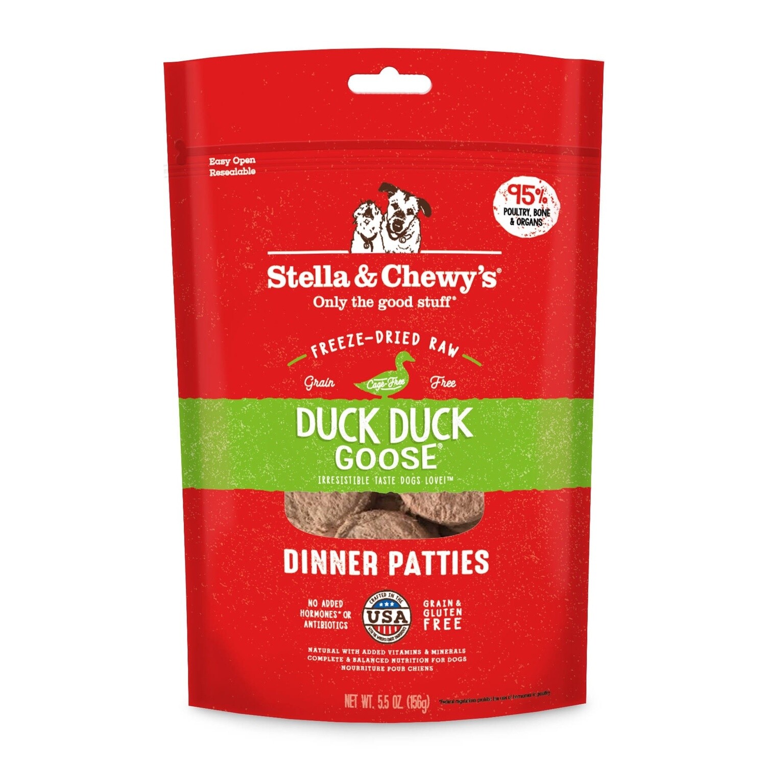 STELLA &amp; CHEWY'S DOG FREEZE-DRIED DINNER PATTIES DUCK DUCK GOOSE 5.5OZ