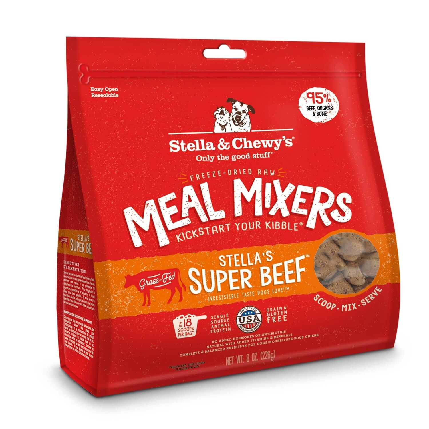 STELLA &amp; CHEWY'S DOG FREEZE-DRIED MEAL MIXERS STELLA'S SUPER BEEF 18OZ