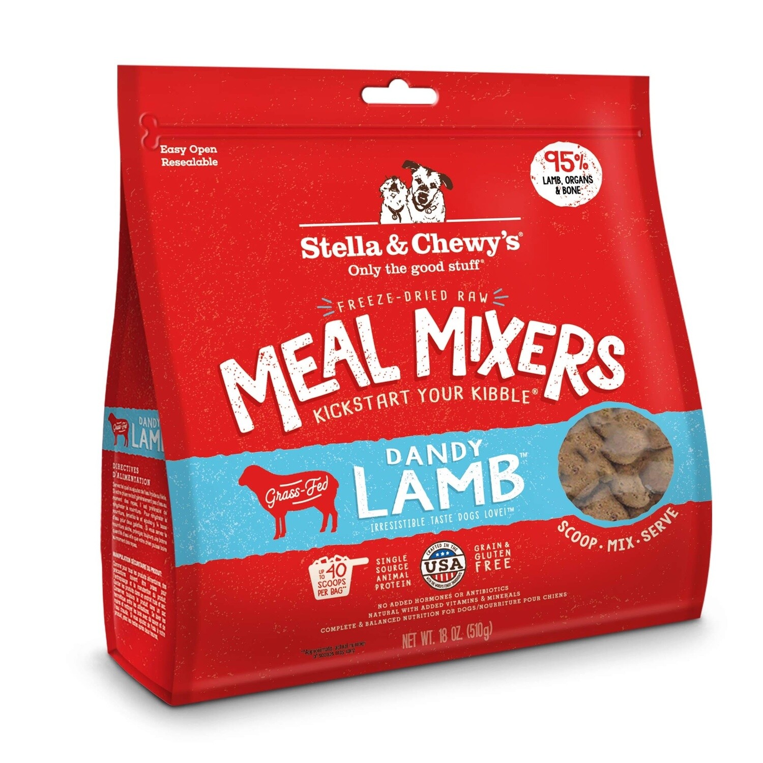 STELLA &amp; CHEWY'S DOG FREEZE-DRIED MEAL MIXERS DANDY LAMB 18OZ